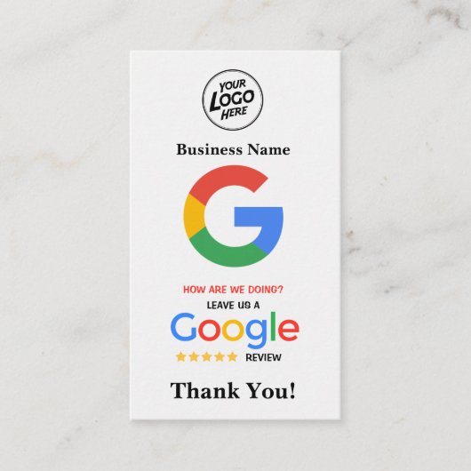 De Visite Carte Google Review unique avec logo et code QR (Devant)