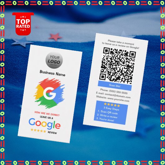 De Visite Carte Google Review unique avec logo et code QR