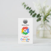 De Visite Carte Google Review unique avec logo et code QR (Debout devant)