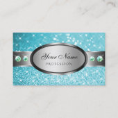 De Visite Carte graphique Argent Turquoise Parties scintilla (Devant)