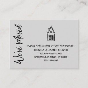 De Visite Carte gris clair moderne "We've Moved"
