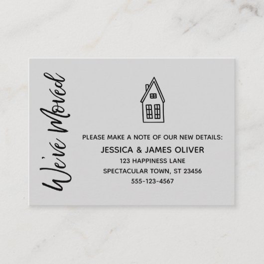 De Visite Carte gris clair moderne "We've Moved" (Devant)