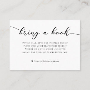 De Visite Carte incluse pour Baby Shower "Bring a Book" Rose