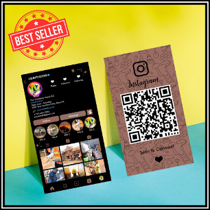 De Visite Carte Instagram QR Construction Brun Résistant