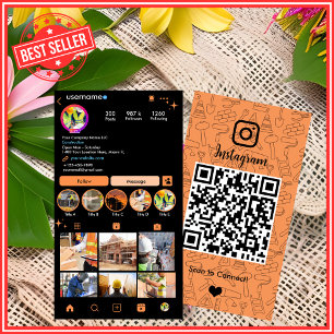 De Visite Carte Instagram QR Construction Orange à Impact Él