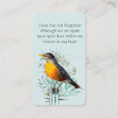 De Visite Carte mémoire American Robin Bird Art (Dos)