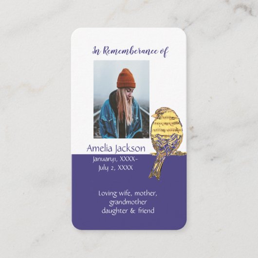 De Visite Carte mémoire Christian Song Bird (Devant)