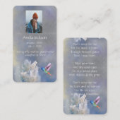 De Visite Carte mémoire commémorative Colibri  Fleurs blanch (Devant / Derrière)