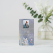 De Visite Carte mémoire commémorative Colibri  Fleurs blanch (Debout devant)