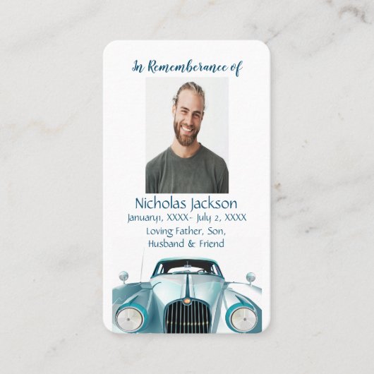 De Visite Carte mémoire commémorative Véhicule automobile Vi (Devant)