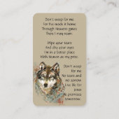 De Visite Carte mémoire Memorial Aquarelle Wolf Animaux (Dos)