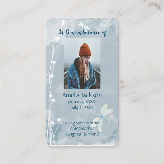 De Visite Carte mémoire mémorial Fleur blanche (Devant)