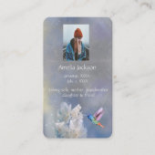 De Visite Carte mémoire Mémorial Fleurs blanches colibris (Devant)