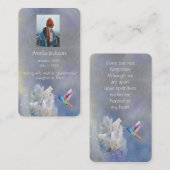 De Visite Carte mémoire Mémorial Fleurs blanches colibris (Devant / Derrière)