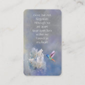 De Visite Carte mémoire Mémorial Fleurs blanches colibris (Dos)