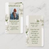 De Visite Carte mémoire Mémorial Fleurs du Jardin Blanc (Devant / Derrière)