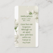 De Visite Carte mémoire Mémorial Fleurs du Jardin Blanc (Dos)