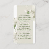 De Visite Carte mémoire Mémorial Fleurs du Jardin Blanc (Dos)