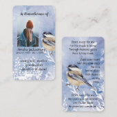 De Visite Carte mémoire mémorial oiseau mésange (Devant / Derrière)