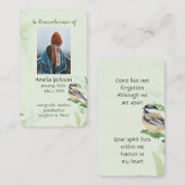 De Visite Carte mémoire mémoriale Chickadee Spring Trees (Devant / Derrière)