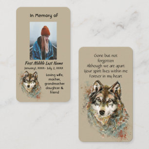 De Visite Carte mémoire mémorielle Loup Animaux aquarelle