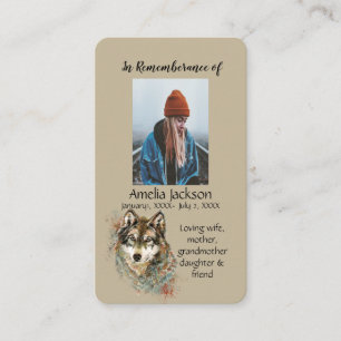 De Visite Carte mémoire mémorielle Loup Animaux aquarelle