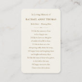 De Visite Carte mémoire Rose florale (Dos)