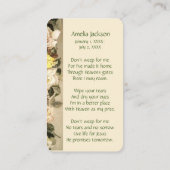 De Visite Carte mémoire Rose Jardin Floral (Dos)