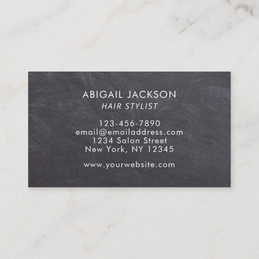 De Visite Carte menu Typographie Cheveux par nom (Dos)