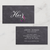 De Visite Carte menu Typographie Cheveux par nom (Devant / Derrière)