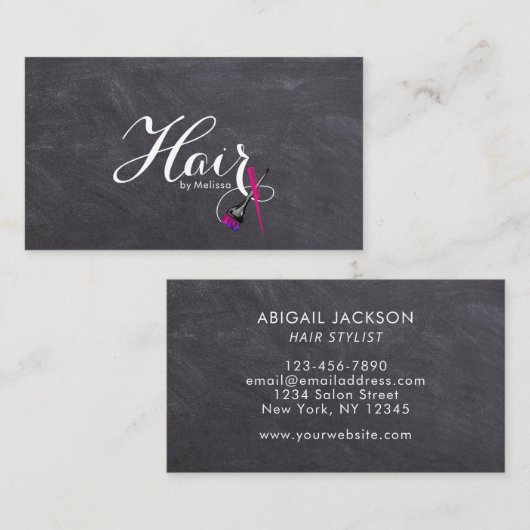 De Visite Carte menu Typographie Cheveux par nom (Devant / Derrière)