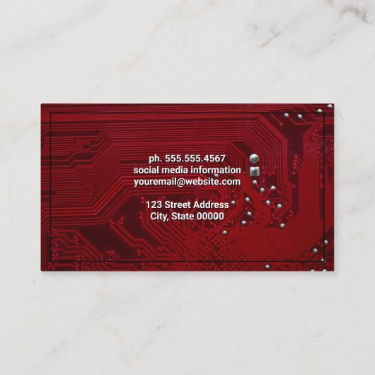 De Visite Carte mère | Micropuce rouge | Tech (Dos)