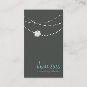 De Visite carte moderne funk élégant collier gris aqua bleu