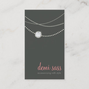 De Visite carte moderne funk élégant collier gris corail ros