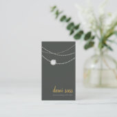 De Visite carte moderne funky élégant collier gris jaune (Debout devant)