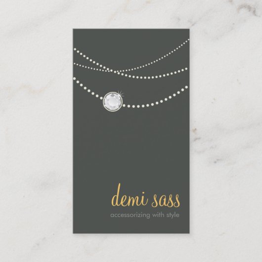 De Visite carte moderne funky élégant collier gris jaune (Devant)