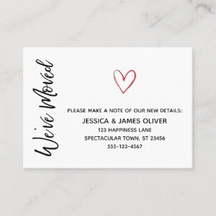 De Visite Carte moderne "Nous avons déménagé" avec Coeur 