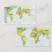 De Visite Carte mondiale Globe Pays Atlas (Devant / Derrière)