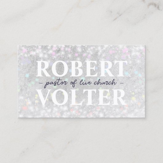 De Visite Carte Pasteur Religieux En Blanc Chatoyant Neige (Devant)