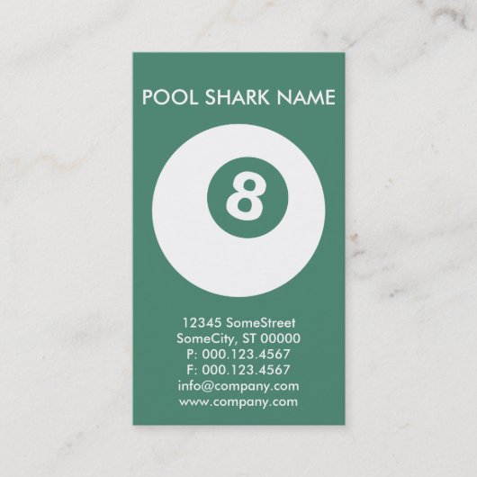 De Visite carte POOL SHARK personnalisée (Devant)