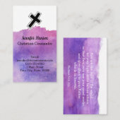 De Visite Carte pourpre d'aquarelle - pasteur, église, (Devant / Derrière)