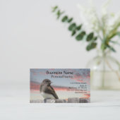 De Visite Carte pro. - Oiseau sur clôture au coucher du sole (Debout devant)