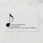 De Visite Carte professionnelle minimaliste musicien (Dos)