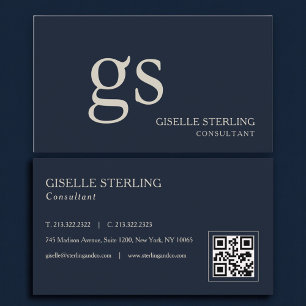 De Visite Carte professionnelle monogramme bleu marine avec 