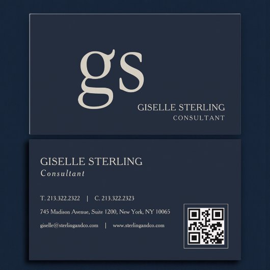 De Visite Carte professionnelle monogramme bleu marine avec