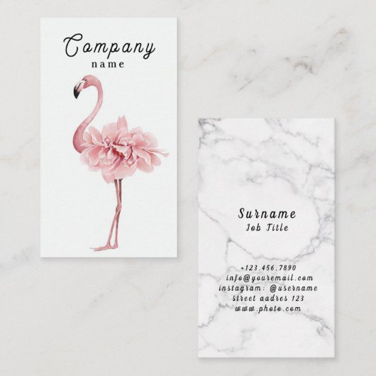 De Visite Carte professionnelle Premium Vector Flamant rose (Devant / Derrière)