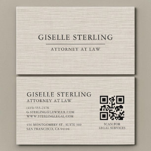 De Visite Carte professionnelle QR Code Linen Avocat