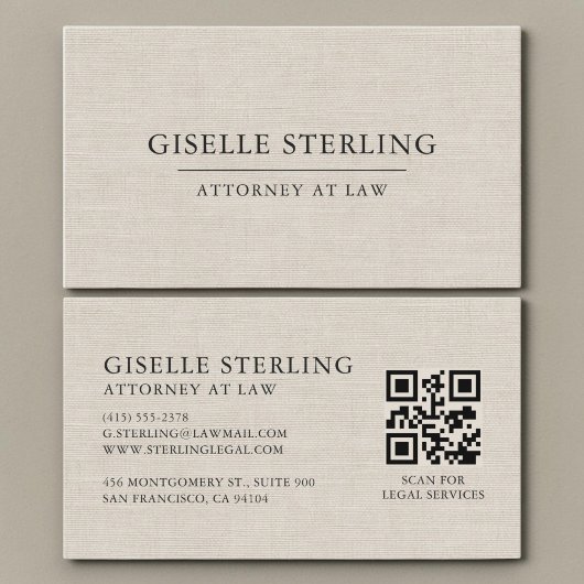 De Visite Carte professionnelle QR Code Linen Avocat