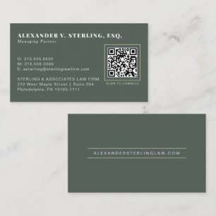 De Visite Carte professionnelle QR Code Vert Sauge Moderne O