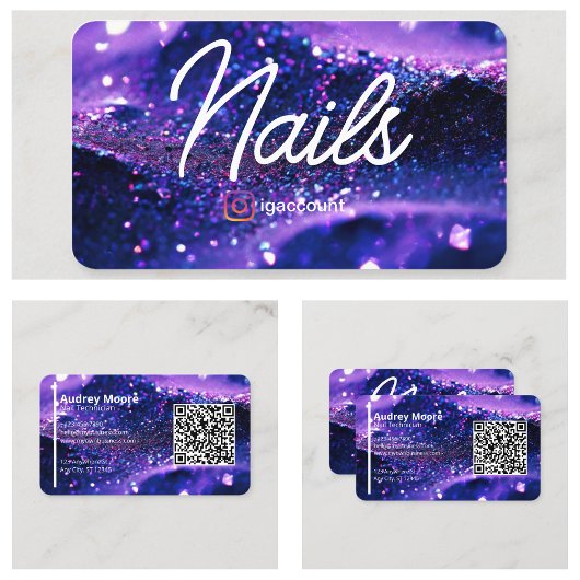 De Visite Carte professionnelle tendance violette Code QR Te